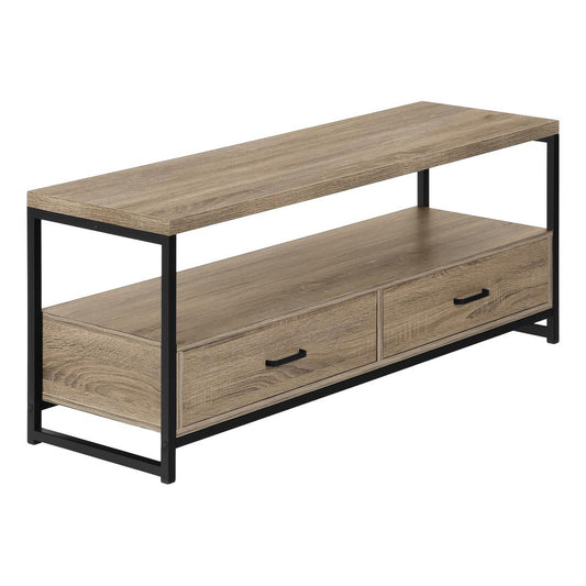 Tv Stand - 48"L, Dark Taupe In Black Metal