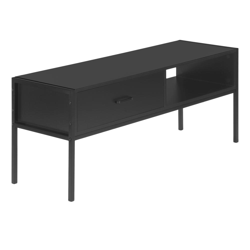 Tv Stand - 48"L, Black, Black Metal