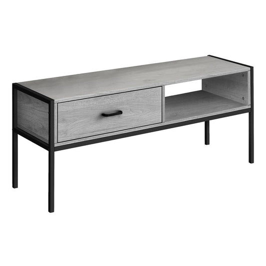 Tv Stand - 48"L, Grey, Black Metal