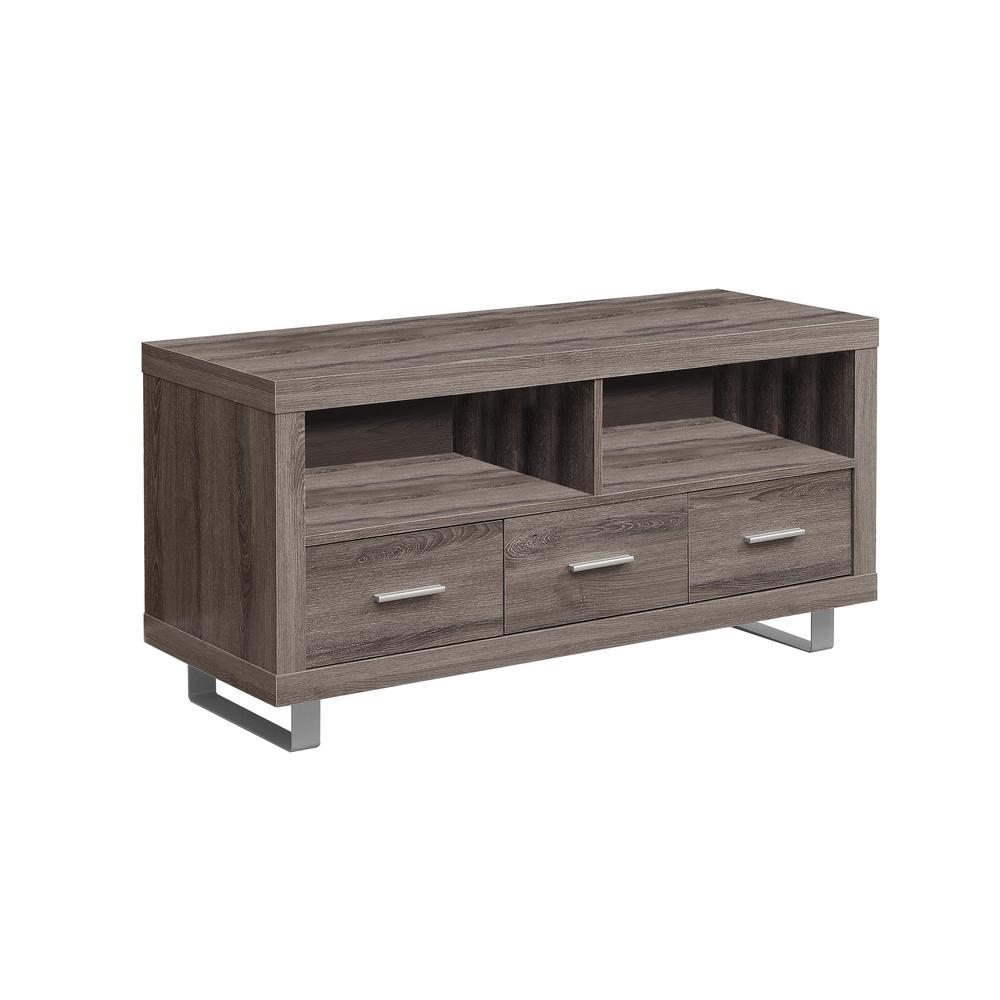 TV STAND - 48" L / DARK TAUPE WITH 3 DRAWERS