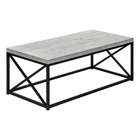 COFFEE TABLE - GREY RECLAIMED WOOD-LOOK/ BLACK METAL