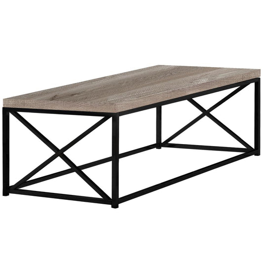 COFFEE TABLE - TAUPE RECLAIMED WOOD-LOOK / BLACK METAL