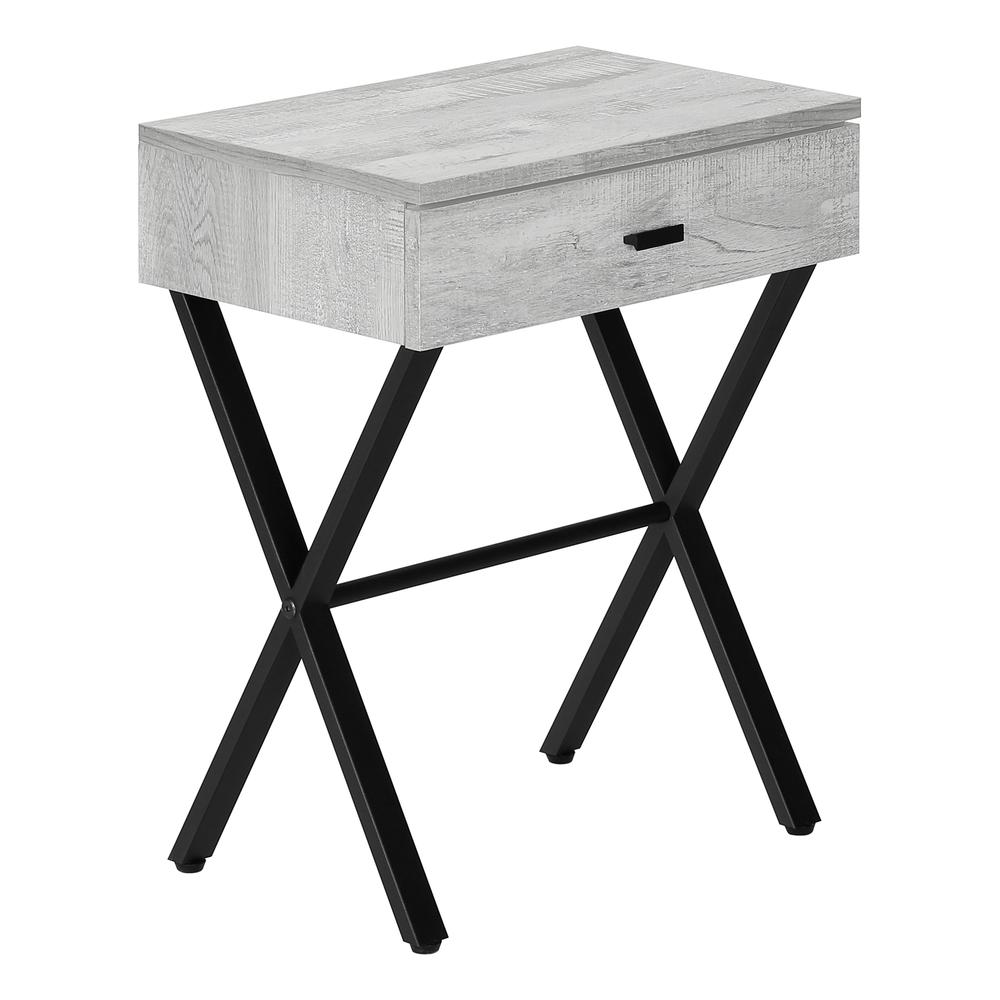 ACCENT TABLE - 24"H / GREY RECLAIMED WOOD / BLACK METAL