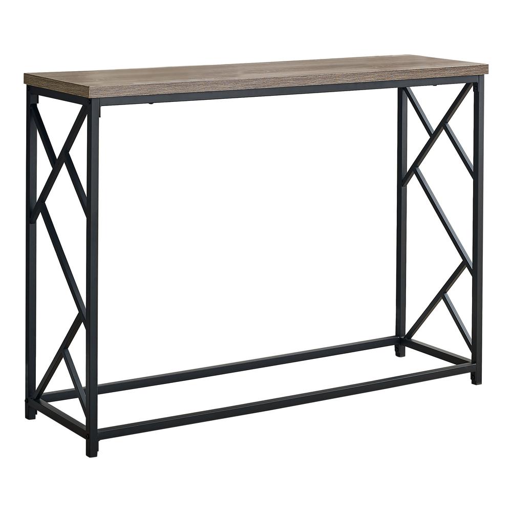 ACCENT TABLE - 44"L / TAUPE / BLACK METAL HALL CONSOLE