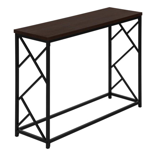 ACCENT TABLE - 44"L / ESPRESSO / BLACK METAL HALL CONSOLE