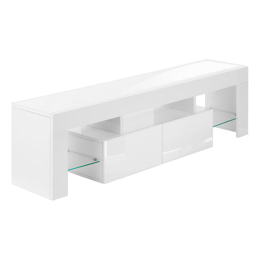 TV STAND - 63"L / HIGH GLOSSY WHITE WITH TEMPERED GLASS