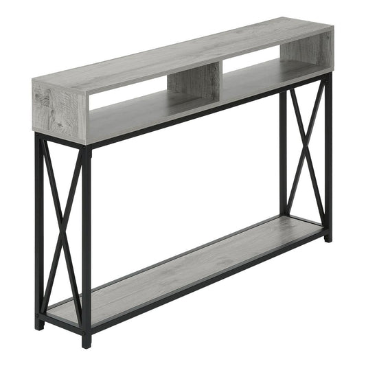 HALL CONSOLE TABLE - 48"L / GREY / BLACK METAL