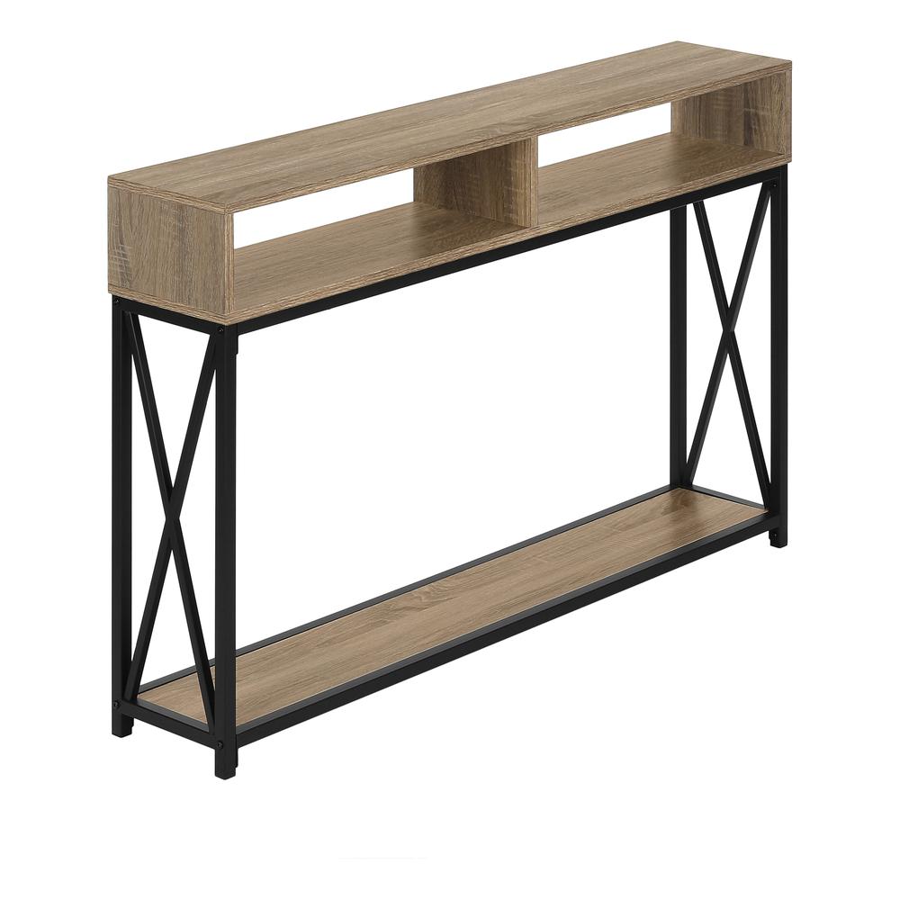 ACCENT TABLE - 48"L / TAUPE / BLACK METAL HALL CONSOLE