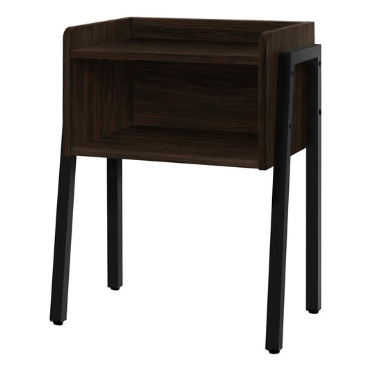 ACCENT TABLE - 23"H / ESPRESSO / BLACK METAL