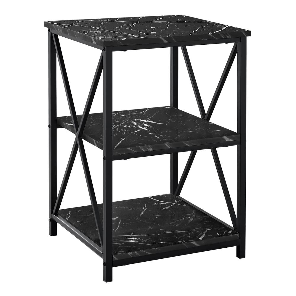 ACCENT TABLE - 26"H / BLACK MARBLE / BLACK METAL