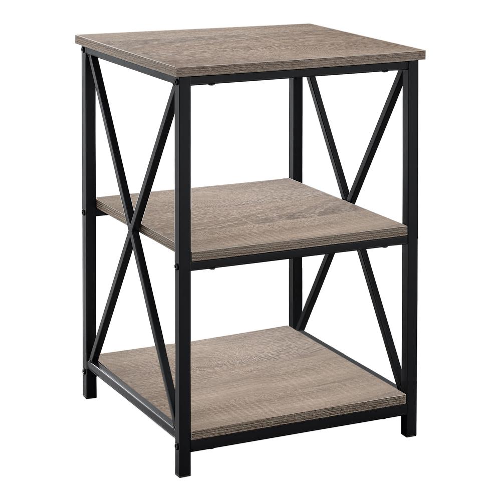 ACCENT TABLE - 26"H / DARK TAUPE / BLACK METAL