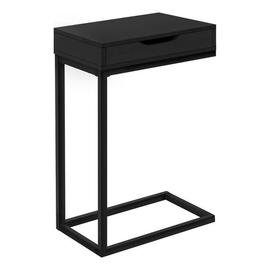 ACCENT TABLE - BLACK / BLACK METAL WITH A DRAWER