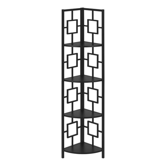 BOOKCASE - 62"H / BLACK / BLACK METAL CORNER ETAGERE