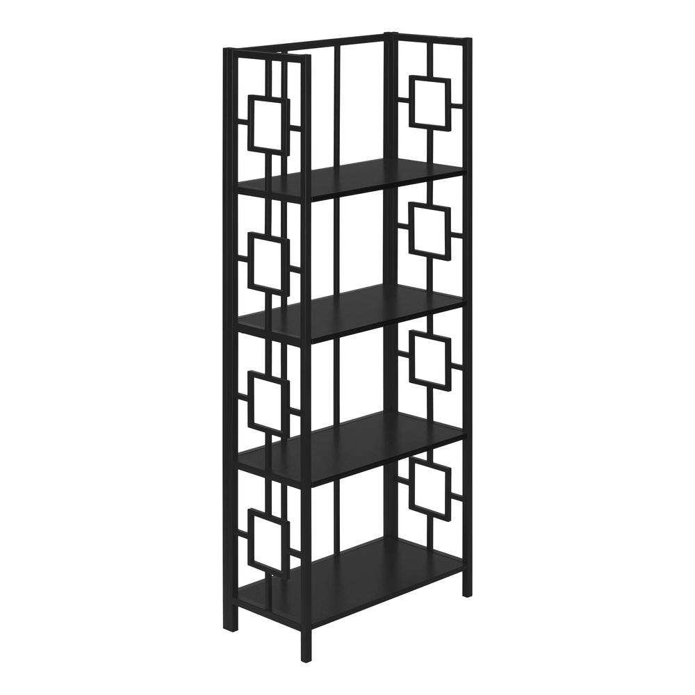 BOOKCASE - 62"H / BLACK / BLACK METAL ETAGERE