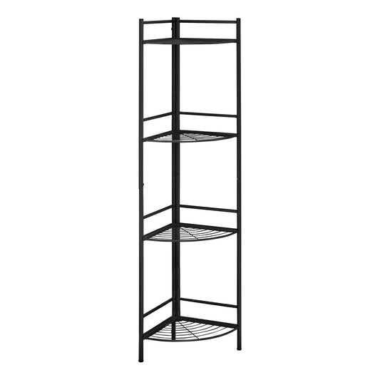 BOOKCASE - 58"H / BLACK METAL CORNER ETAGERE