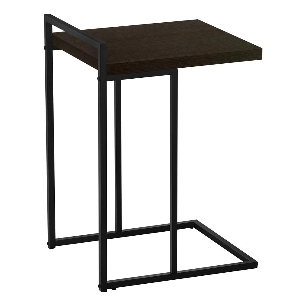 ACCENT TABLE - 25"H / ESPRESSO / BLACK METAL