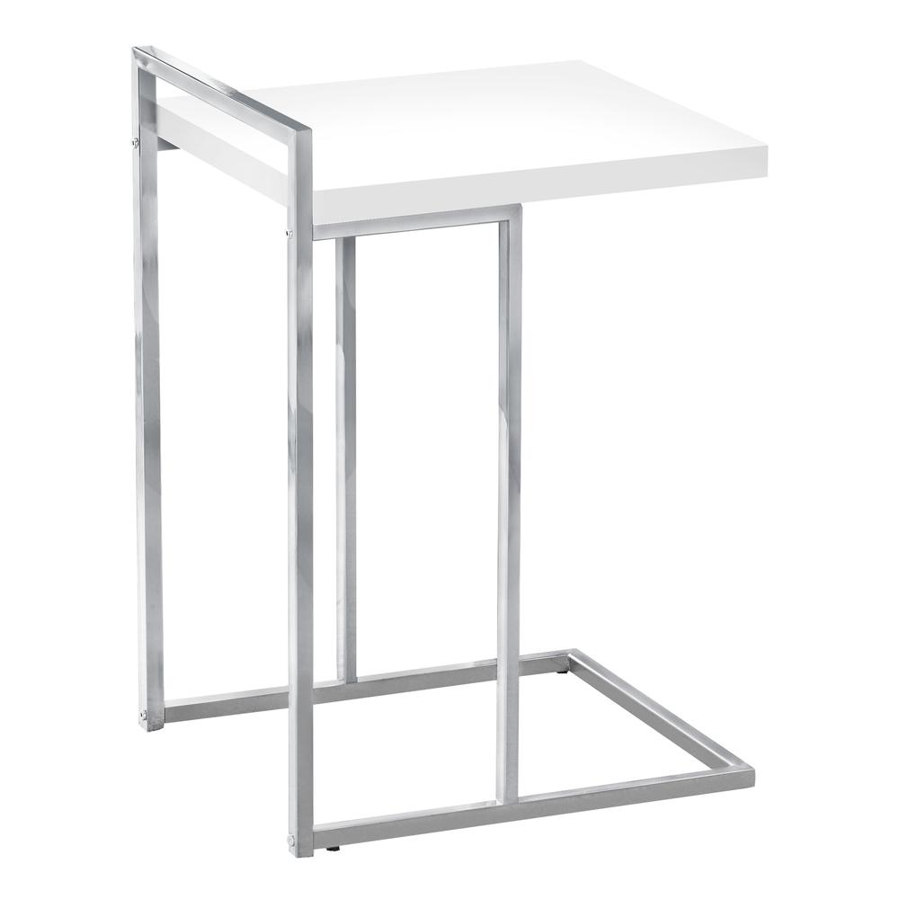 ACCENT TABLE - 25"H / GLOSSY WHITE / CHROME METAL