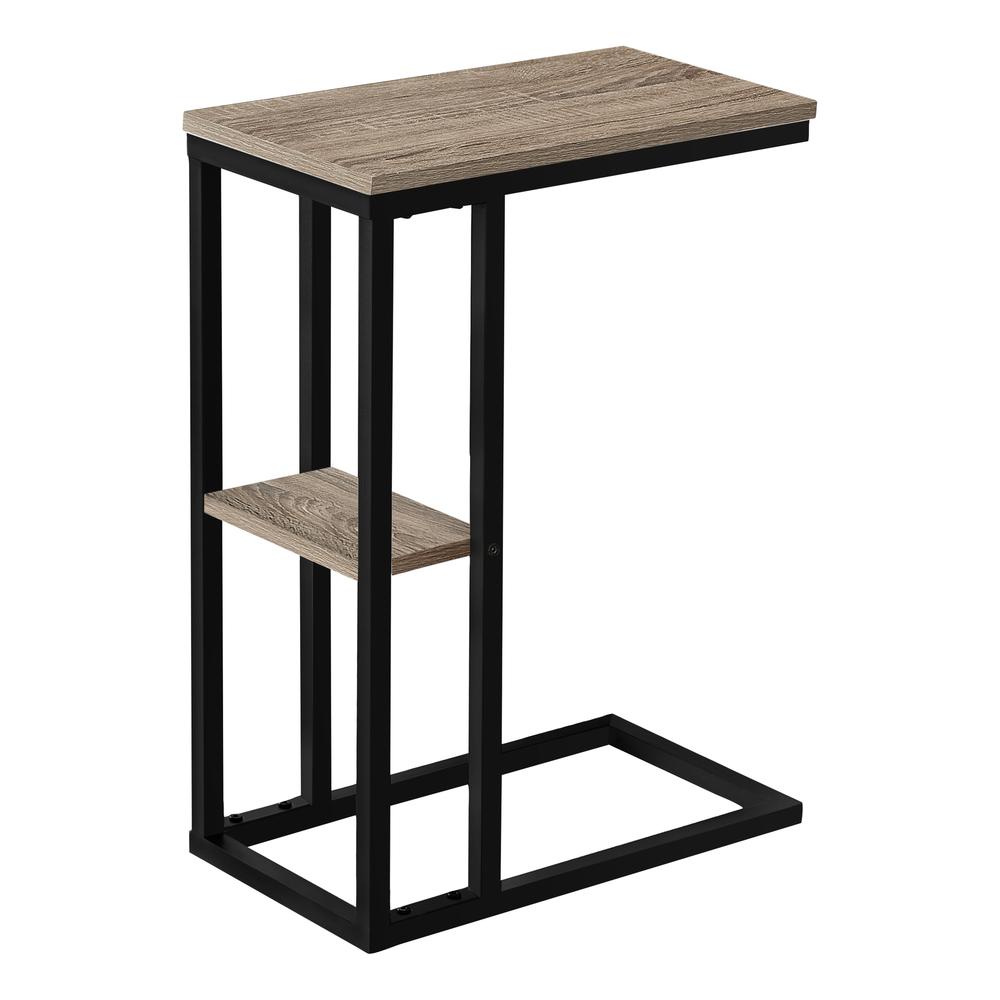 ACCENT TABLE - 25"H / DARK TAUPE / BLACK METAL I 3672