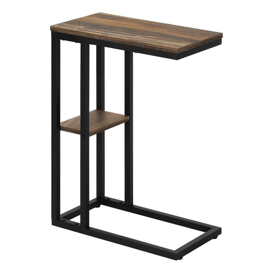 ACCENT TABLE - 25"H / BROWN RECLAIMED-LOOK / BLACK METAL