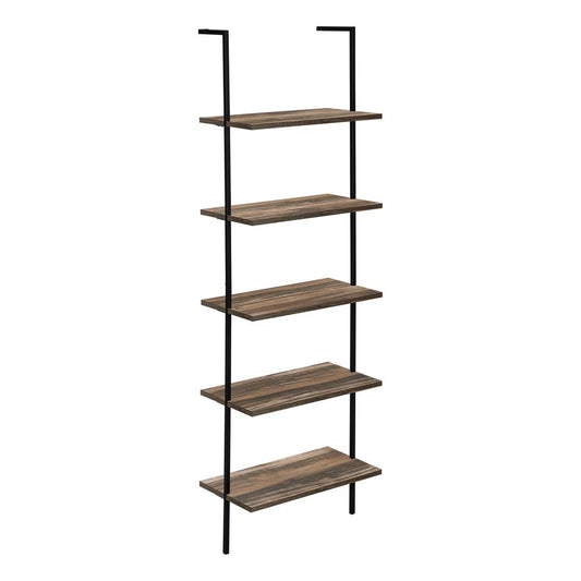 BOOKCASE - 72"H LADDER BROWN RECLAIMED / BLACK METAL