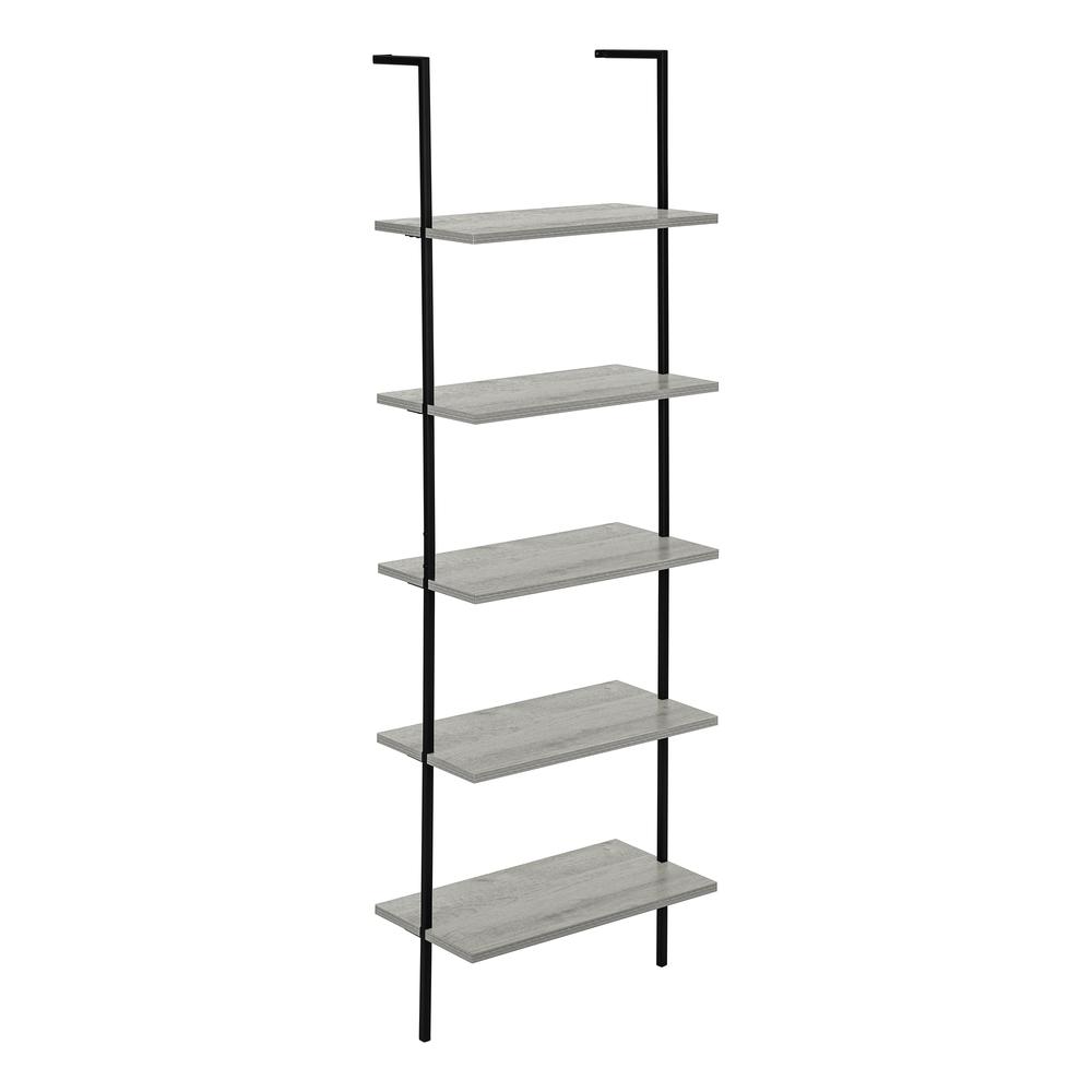 BOOKCASE - 72"H LADDER GREY / BLACK METAL