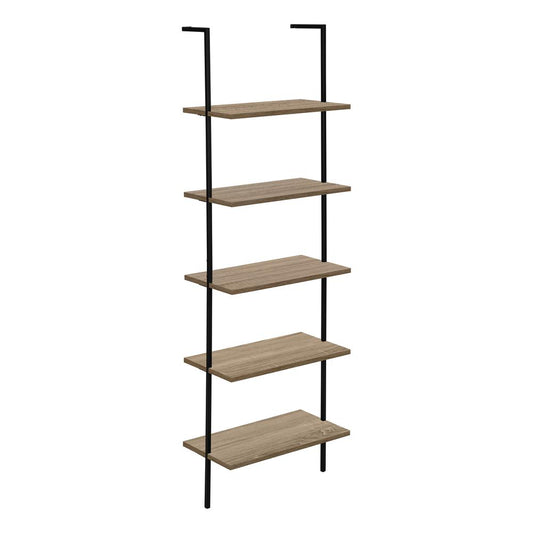 BOOKCASE - 72"H LADDER DARK TAUPE / BLACK METAL