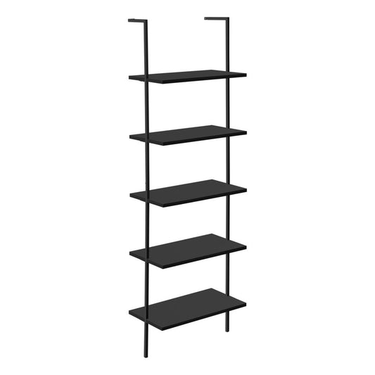 BOOKCASE - 72"H LADDER BLACK / BLACK METAL