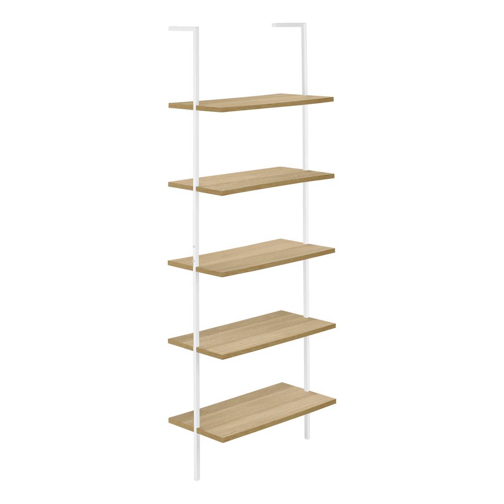 BOOKCASE - 72"H LADDER NATURAL / WHITE METAL