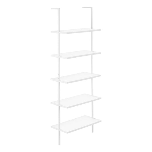 BOOKCASE - 72"H LADDER WHITE / WHITE METAL