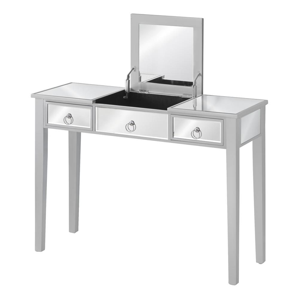 Vanity - 42"L / Mirror / Silver With Storage