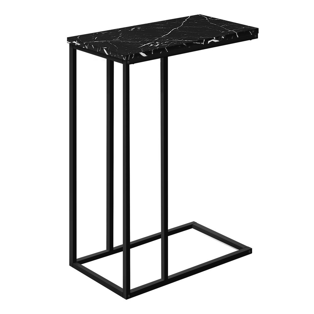 ACCENT TABLE - 25"H / BLACK MARBLE / BLACK METAL