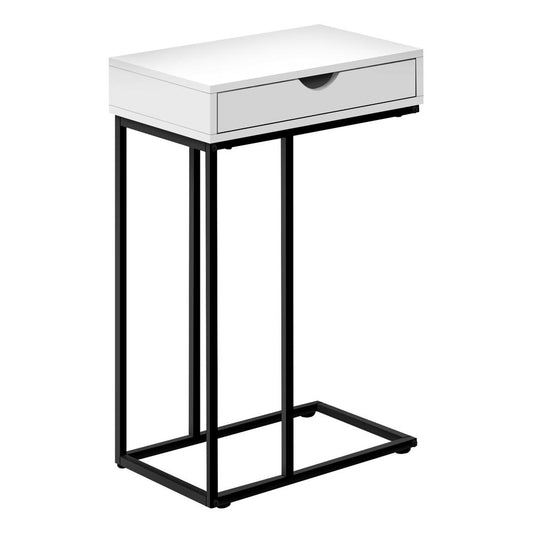 ACCENT TABLE - 25"H / WHITE / BLACK METAL