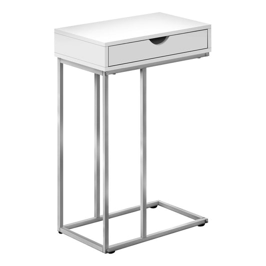 ACCENT TABLE - 25"H / WHITE / SILVER METAL