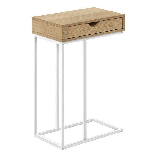 ACCENT TABLE - 25"H / NATURAL / WHITE METAL