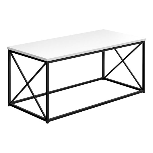 COFFEE TABLE - 40"L / WHITE / BLACK METAL