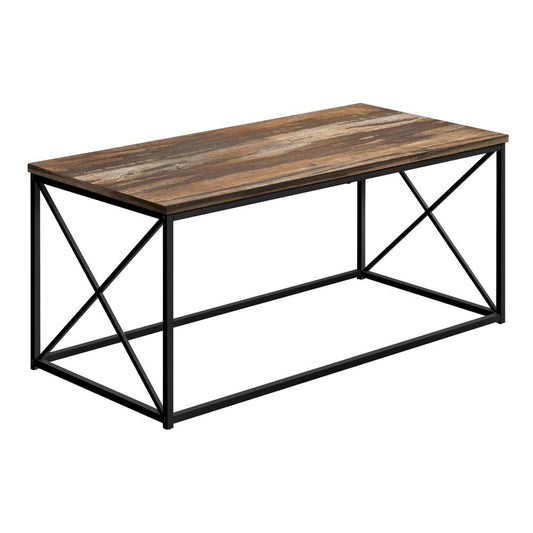 COFFEE TABLE - 40"L / BROWN RECLAIMED / BLACK METAL