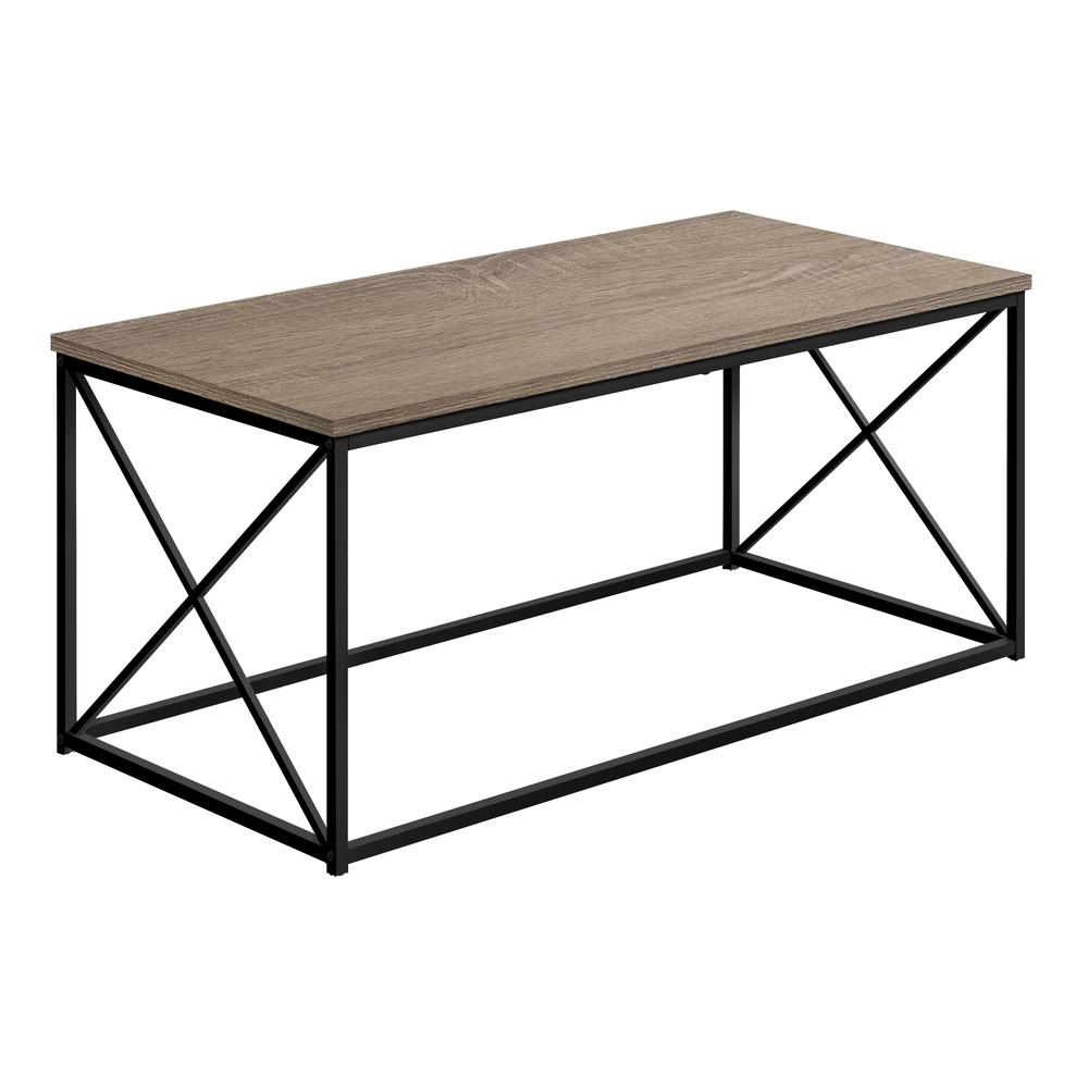 COFFEE TABLE - 40"L / DARK TAUPE / BLACK METAL