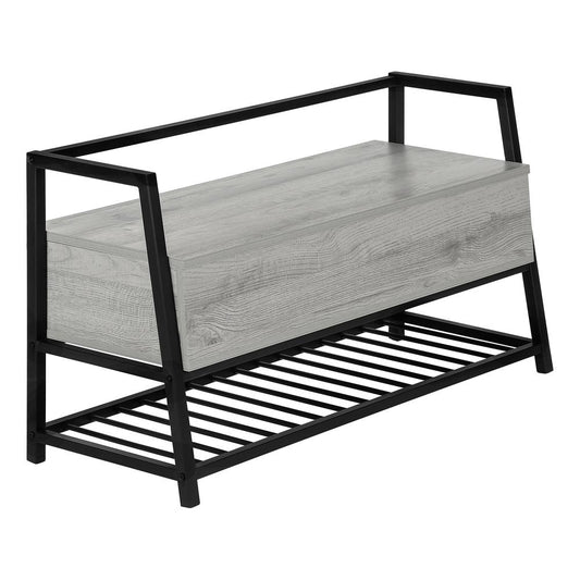 Bench - 42"L, Grey Storage, Black Metal