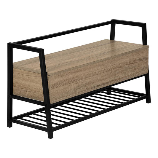 Bench - 42"L, Dark Taupe Storage, Black Metal