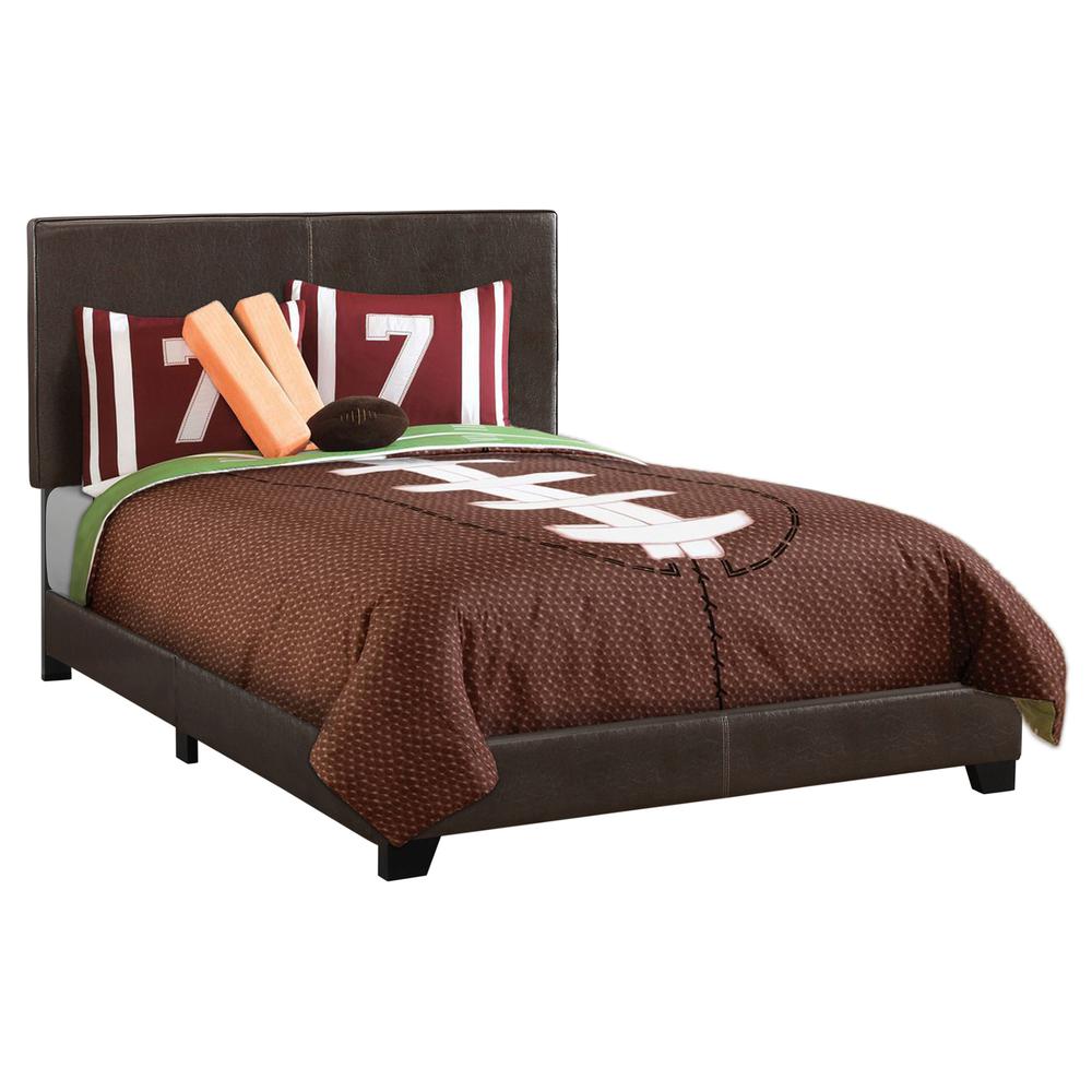 BED - FULL SIZE / DARK BROWN LEATHER-LOOK