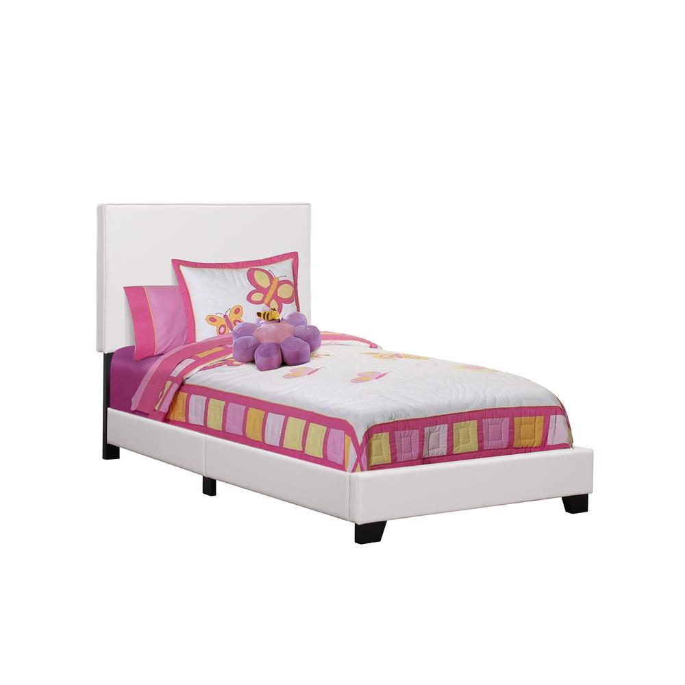 BED - TWIN SIZE / WHITE LEATHER-LOOK