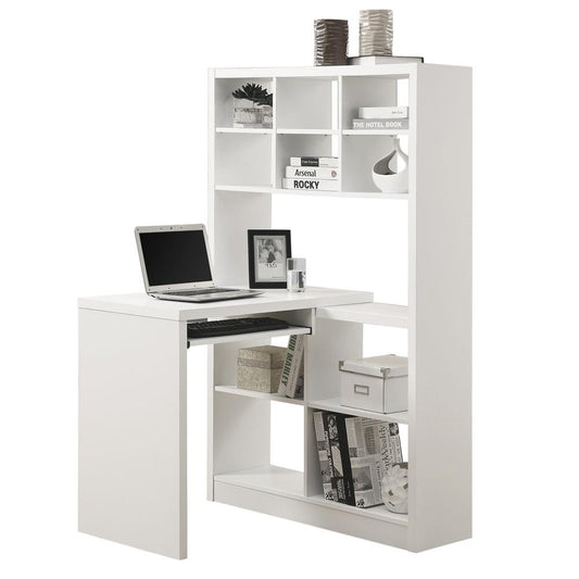 COMPUTER DESK - WHITE LEFT OR RIGHT FACING CORNER WITH BOOKCASE