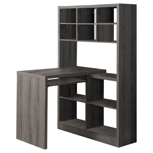 COMPUTER DESK - DARK TAUPE LEFT OR RIGHT FACING CORNER WITH BOOKCASE