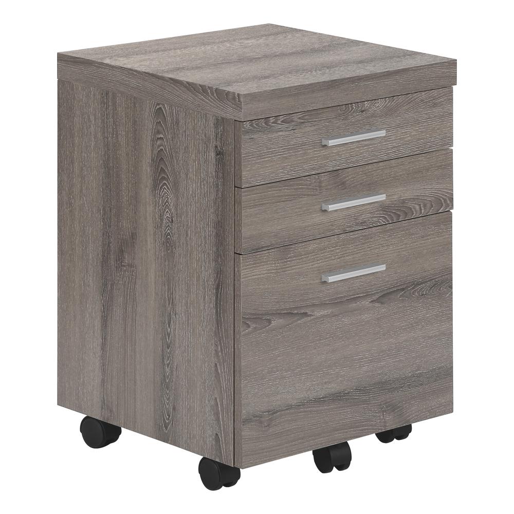 FILING CABINET - 3 DRAWER / DARK TAUPE ON CASTORS