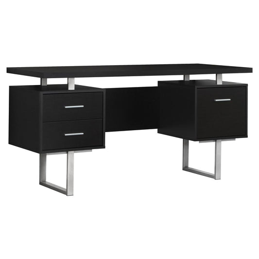 COMPUTER DESK - 60"L / CAPPUCCINO / SILVER METAL