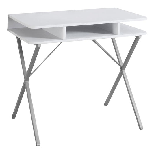 COMPUTER DESK - 31"L / WHITE TOP / SILVER METAL