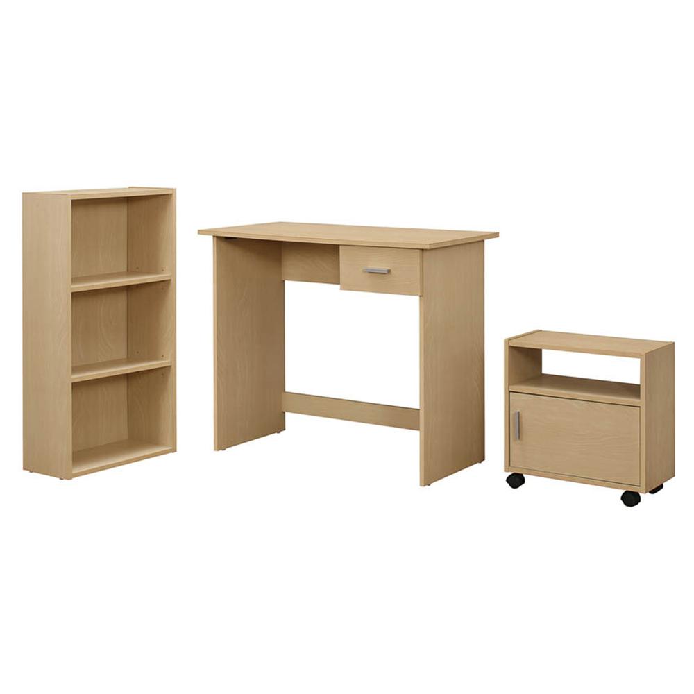 Computer Desk - 3Pcs Set / Maple Desk / Bookcase / Cart