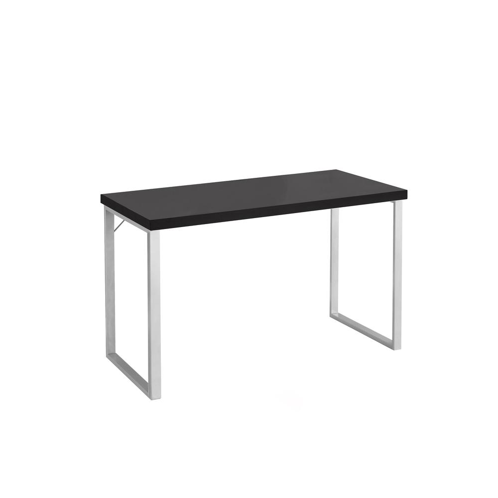 COMPUTER DESK - 48"L / CONTEMPORARY DARK BROWN CAPPUCCINO / SILVER METAL