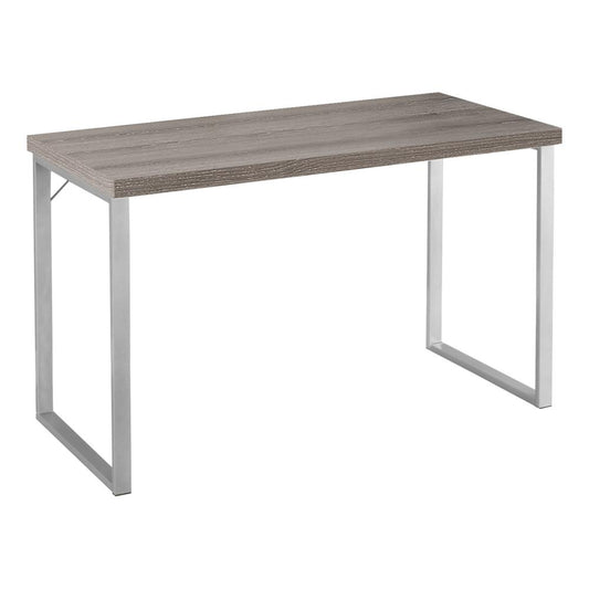 COMPUTER DESK - 48"L / CONTEMPORARY DARK TAUPE / SILVER METAL