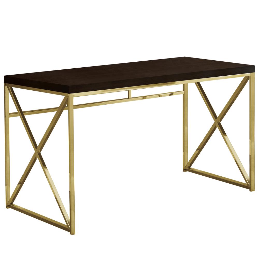 COMPUTER DESK - 48"L / CAPPUCCINO / GOLD METAL BASE